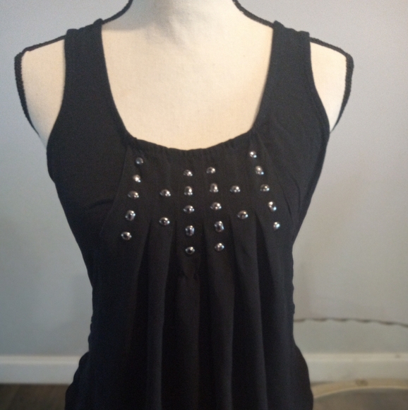 Cynthia Rowley Black Tank Top with Silver Embellishments - Picture 1 of 4